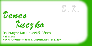 denes kuczko business card
